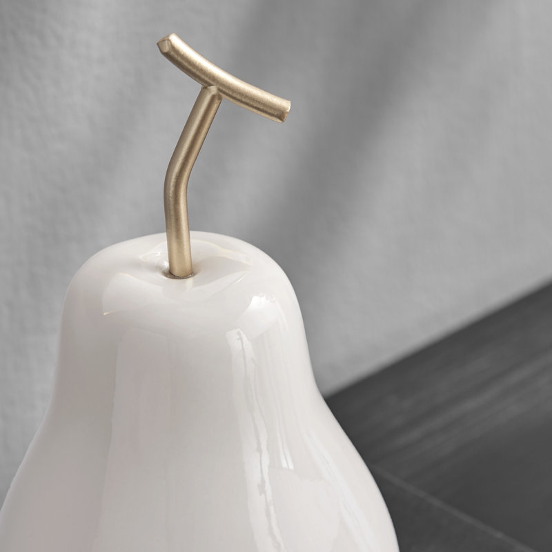 Demariea Dipped Fruit Ceramic Sculpture, 7.64" H x 4.2" W x 4.2" D, White/Cream