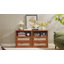 Table de chevet en rotin de 23 po avec station de charge, table de chevet en bois avec deux tiroirs et tablette ouverte, armoire de rangement bohémienne pour chambre à coucher et salon-2081779821