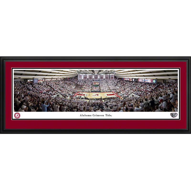 Impression panoramique Alabama Basketball, L 44 po x H 18 po, Cadre noir, Rouge