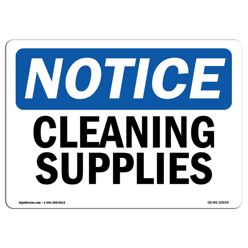 Cleaning Supplies Plastic Sign 18" X 12"
