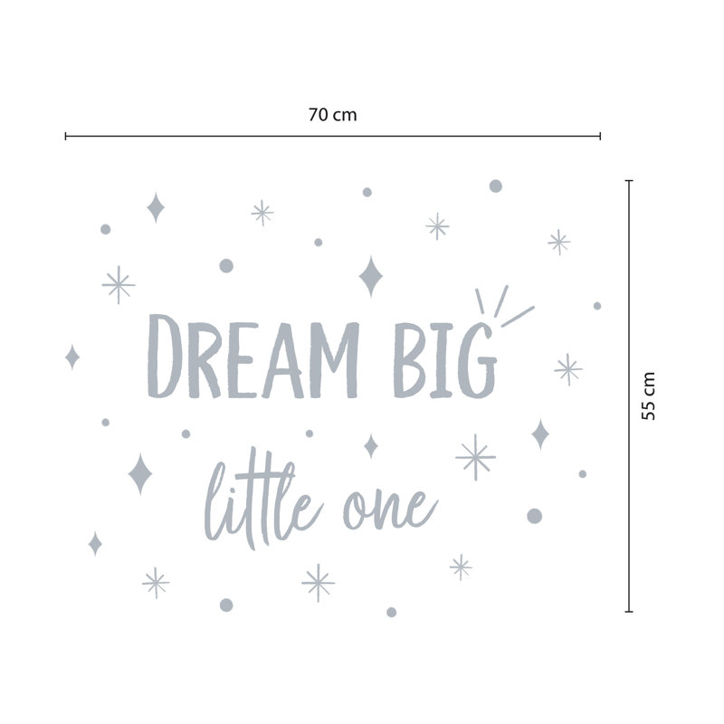 Text & Numbers Non-Wall Damaging Wall Decal, Grey