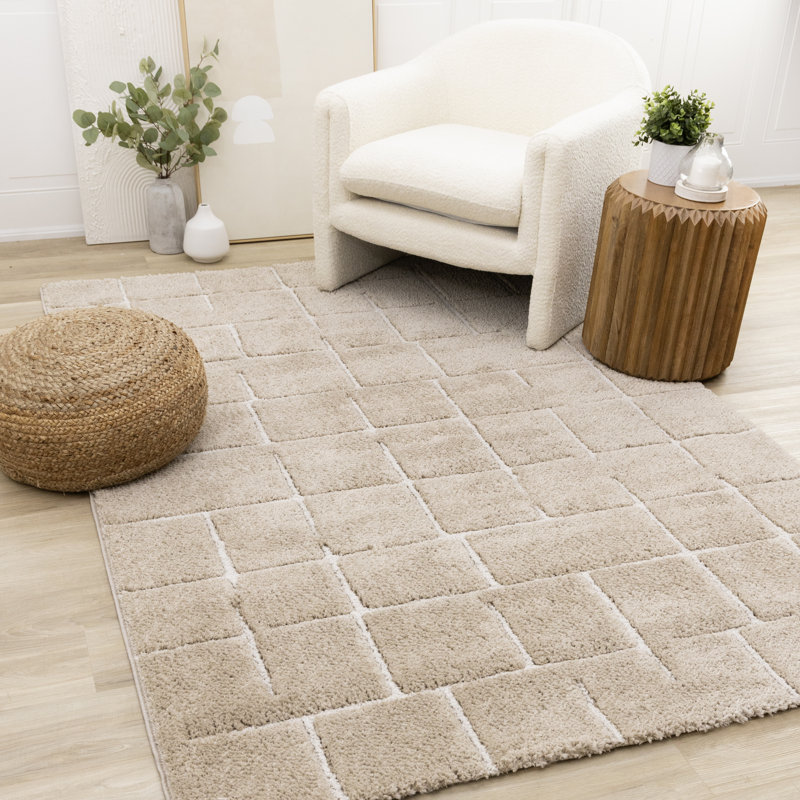 Tapis moderne brun clair Latasia, Rectangle 5 pi 3 po x 7 pi 7 po