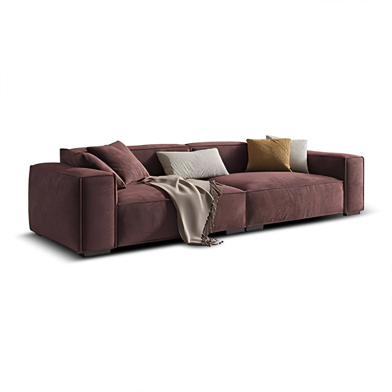 Canapé modulaire mauve en cuir véritable, H 27,56 po x l 94,49 po x P 39,37 po, Purple