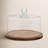Libbey Round Wood Server Cake Stand with Glass Dome