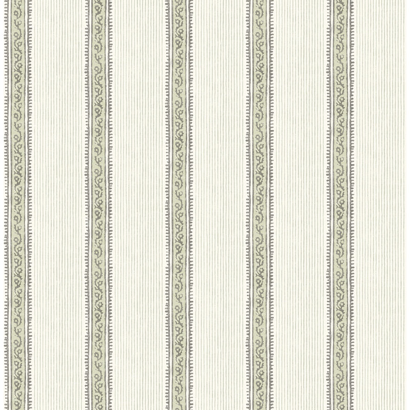 Mandevilla  Vine Stripe Wallpaper, Green