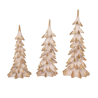 The Holiday Aisle® Resin 13.75 in. Brown Christmas Elegant Accent Trees Set of 3