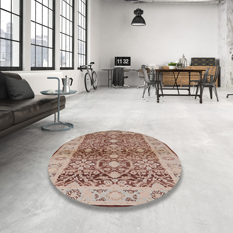 Tapis oriental brun / bleu clair Regin, Rond 8 pi