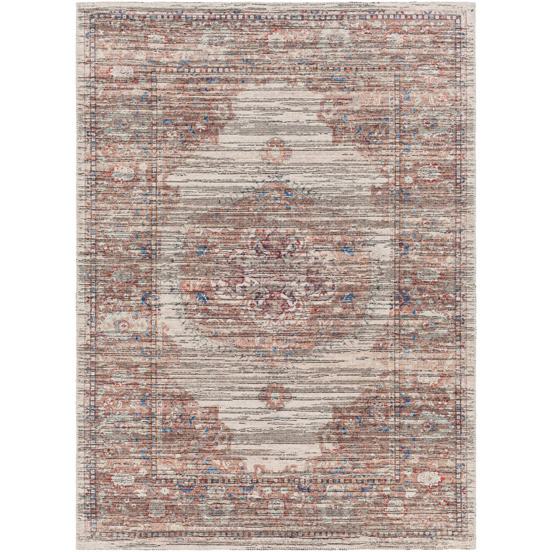 Spain Brick Machine Washable Area Rug, Rectangle 9'10" x 13'