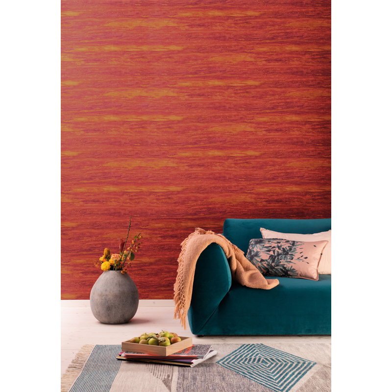 Energy Collection Grasscloth Effect Matte Wallpaper Roll, Orange