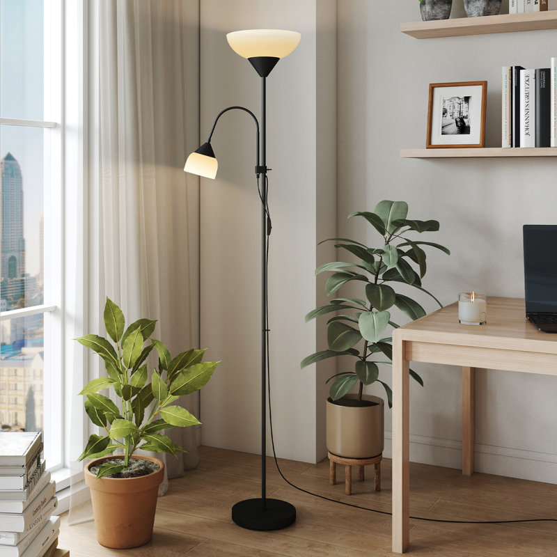 179.5cm Torchiere Floor Lamp, Black