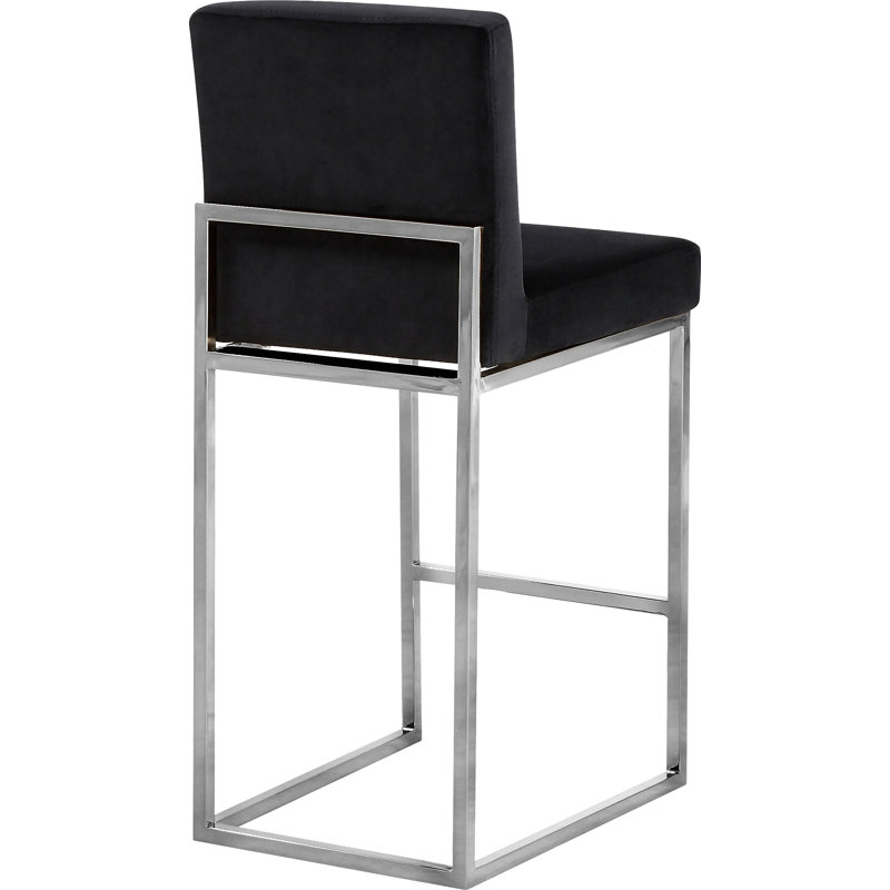 Tabouret de comptoir 26 po Amberdawn, Velours noir, Chrome