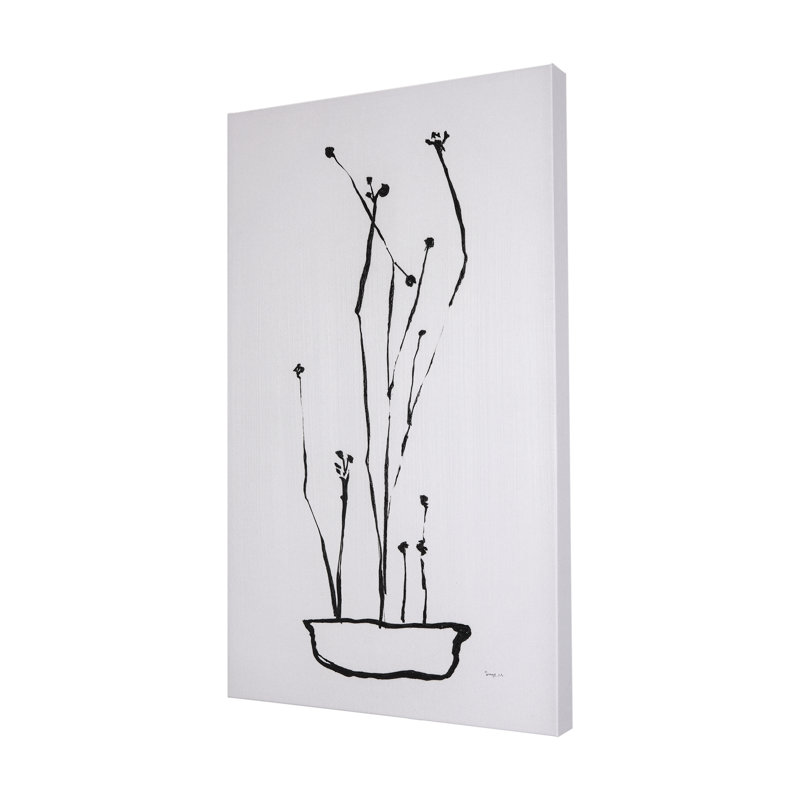 Organique, dessin au trait, toile tendue à la main, H 50 po x l 30 po x P 1,5 po