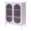 Armoire d'appoint courte à 2 portes, structure en métal avec portes en verre cannelé et tablettes réglables