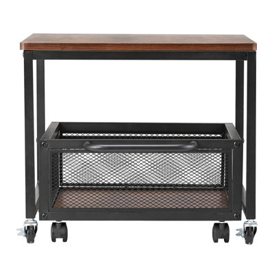 Mini-réfrigérateur industriel avec chariot de rangement roulant - H 19,7 po, tablette mobile robuste avec roulettes, brun foncé