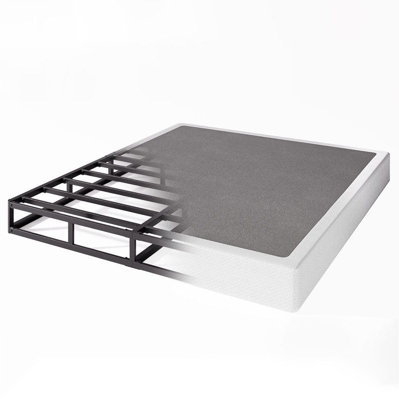 Sommier métallique extra-plat Ndayisenga de 12,7 cm (5 po) avec housse en tissu, base de matelas Basics, support à lattes en acier robuste, montage facile, format Queen
