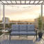 Canapé de patio 70 po 3 places toutes saisons en métal, structure kaki avec coussins gris-1117002424