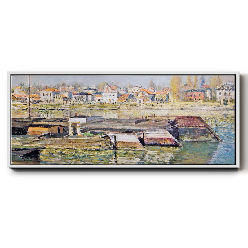 La seine à Asnières, 1873 01, H 20 po x l 50 po x P 1,5 po, Blanc