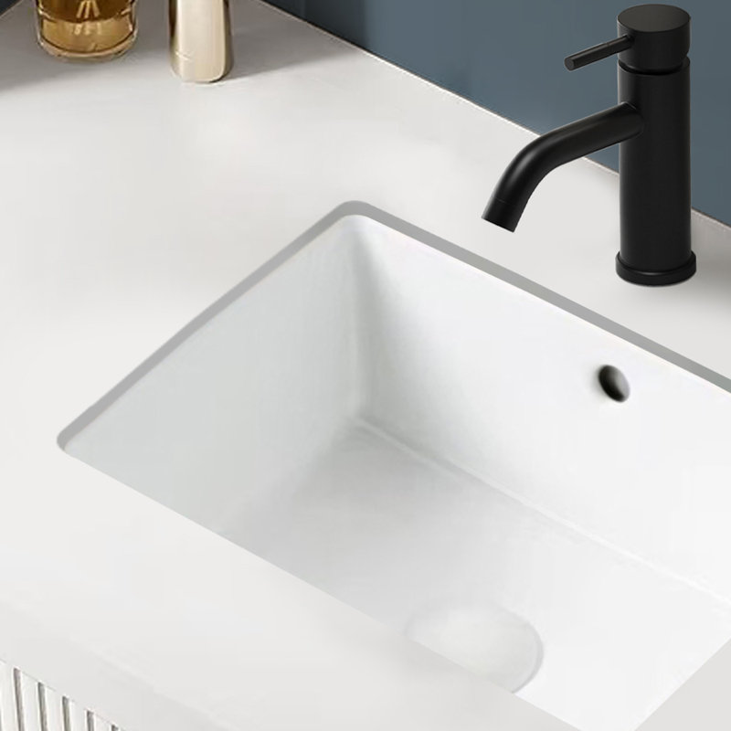 Topcraft 15.55" White Ceramic Undermount Bathroom Sink with Overflow