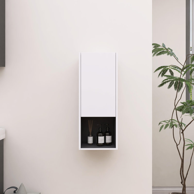 12 Inch Bathroom Side Cabinet, Soft Close Door, Float Mounting Design, White