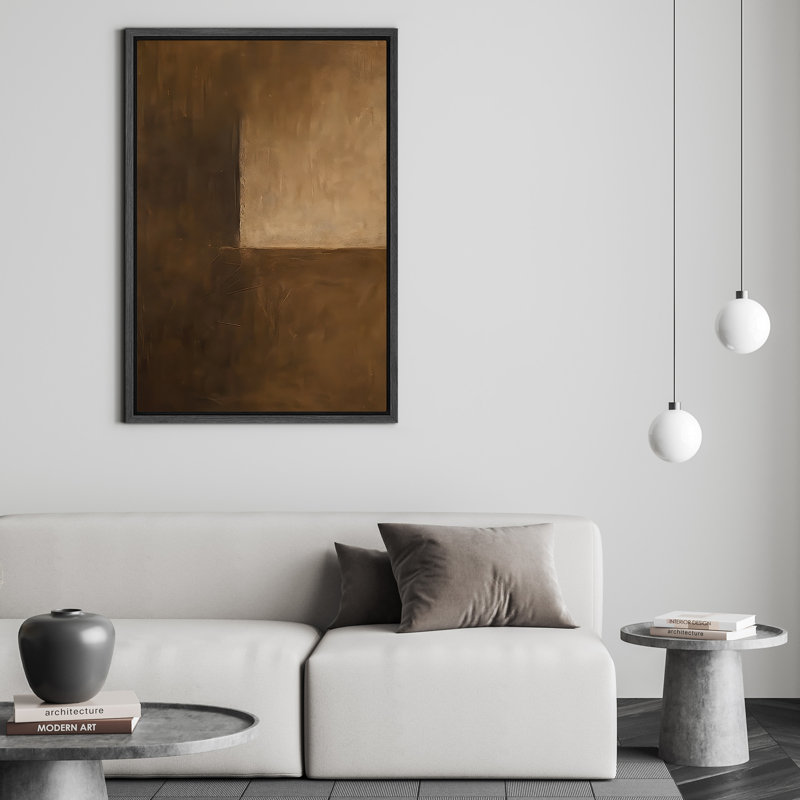 Reproduction abstraite neutre encadrée d'art mural sur toile pour la décoration du salon, Noir, H 24 po x l 16 po