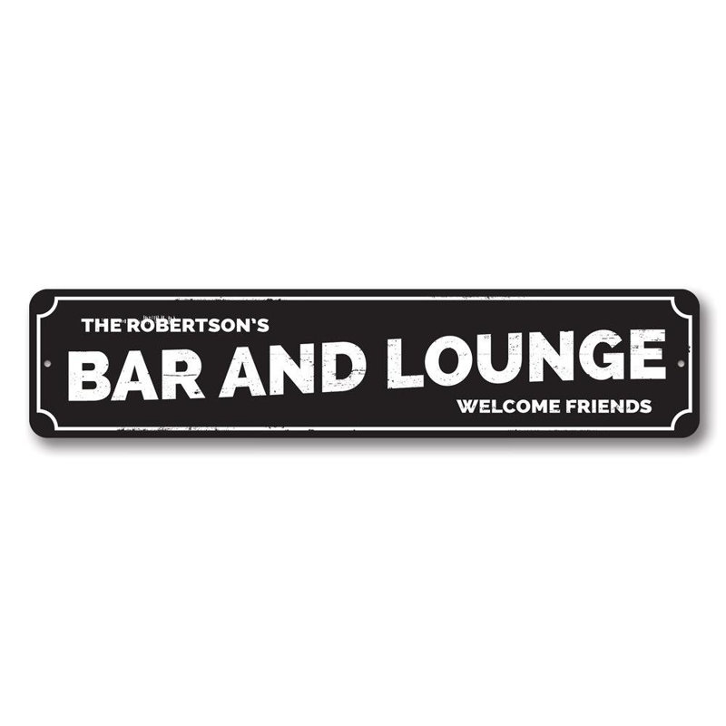 Enseigne de bar et de salon en aluminium, H 4 po x l 18 po x P 0,04 po