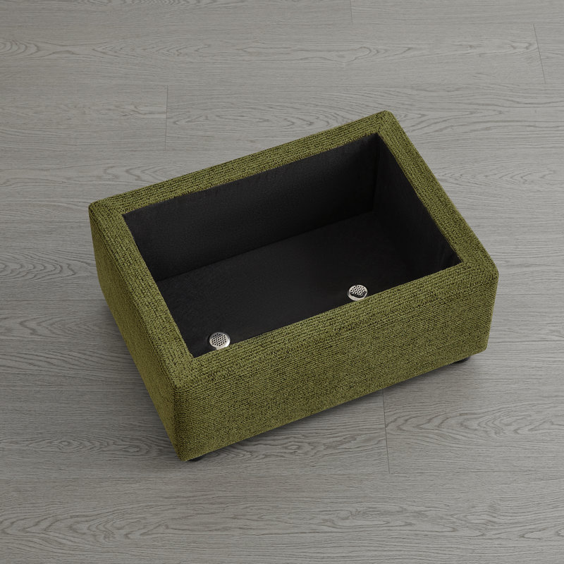 23.6” W  Upholstered Ottoman With Storage, Green