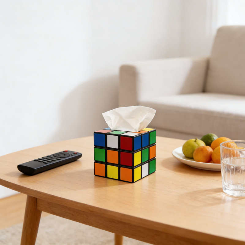 Couvercle de boîte à mouchoirs Magic Cube avec serrure magnétique