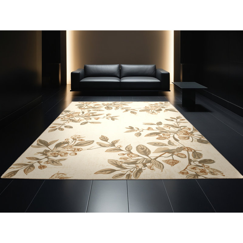 Tapis lavable à la machine à motif rétro style campagne française Orlandra, 2 pi x 3 pi