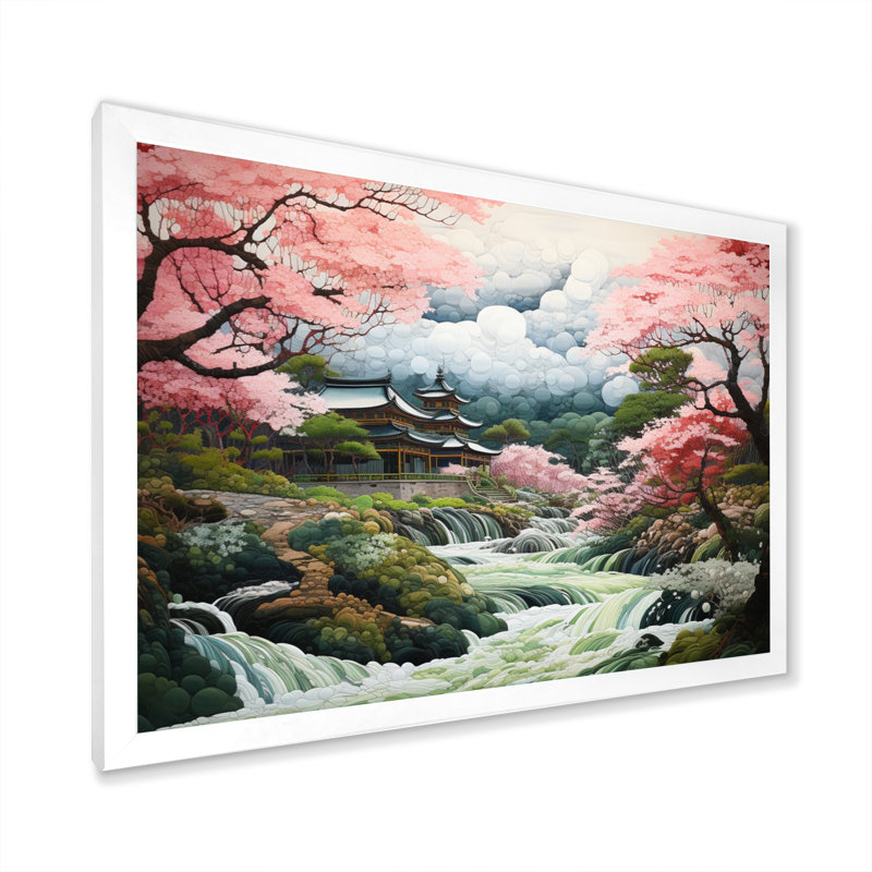 Asian Art Zen Garden III - impression, H 16 po x l 32 po x P 1 po, Cadre photo blanc