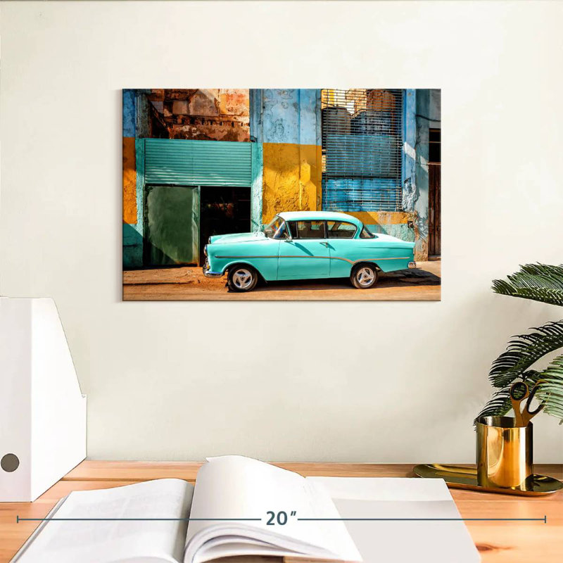 Mehar Turquoise Opel Cuban Car, 8" H x 12" W