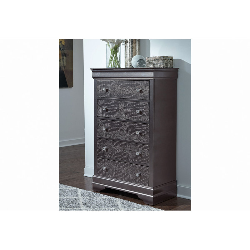 Commode 5 tiroirs Maultsby, Noir, noir, noir, noir
