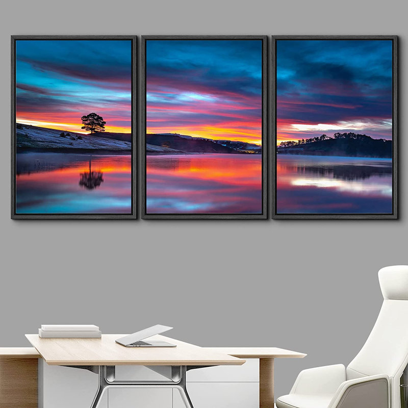 «Nature Landscape Turquoise Lake», reproduction sur toile tendue, H 48 po x l 24 po x P 1,5 po, Cadre noir