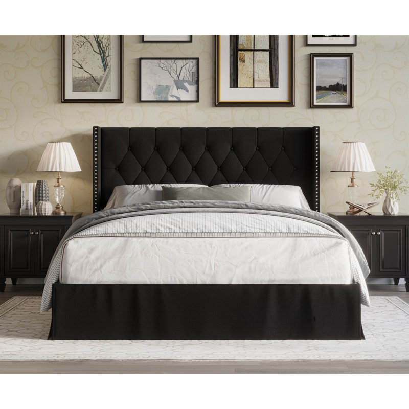 Bellamy Tufted Upholstered Platform Bed, Black, Full / Double