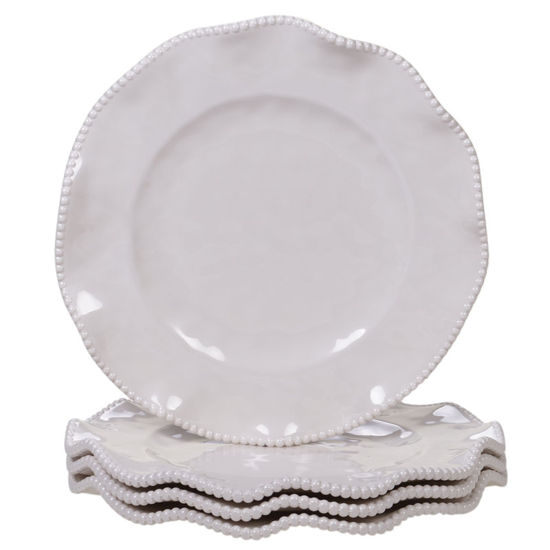 Certified International Perlette Melamine Dinner Plate, Cream