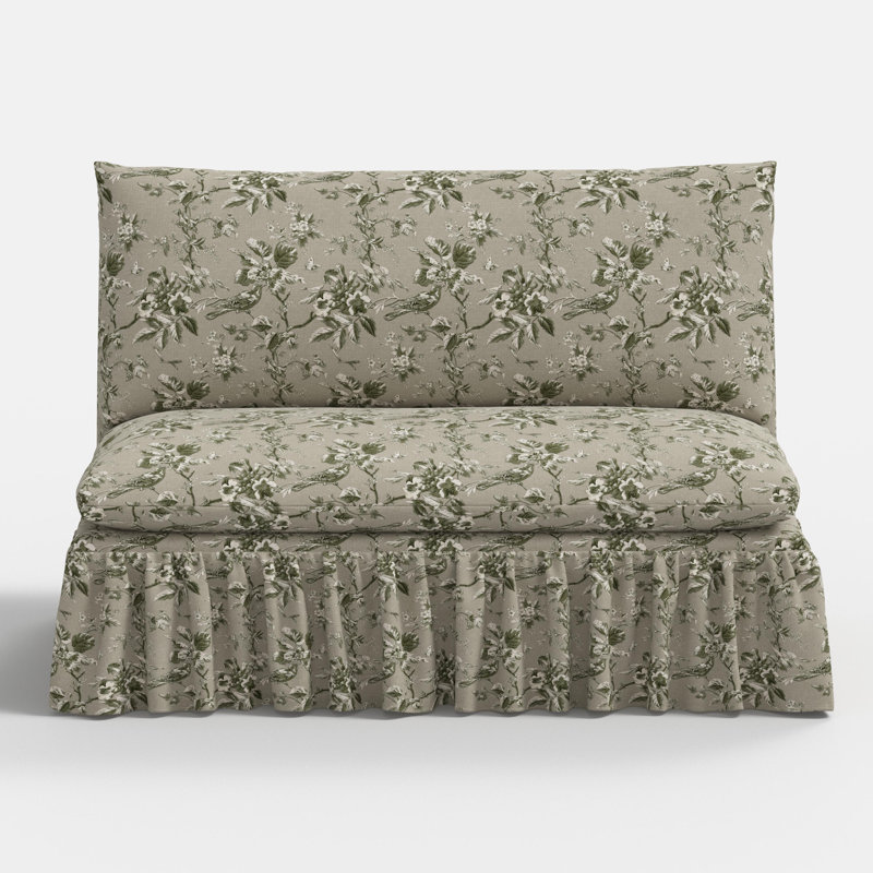 Stoffer Home x Cloth and Co. Thelma Settee, Michigan Bird Toile Olive