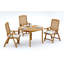 3 Seats 4 Pcs Grade-A Teak Wood Dining Set: 52" Round Table And 3 Ashely Folding Reclining Arm Chairs #11AS1103-144556434-161614470