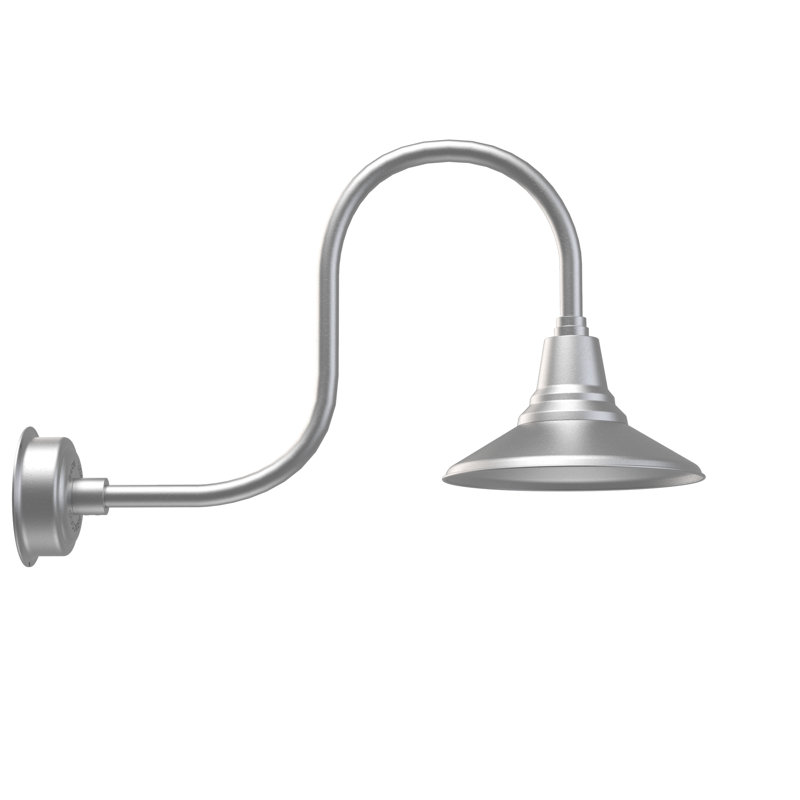 Luminaire de grange d’extérieur à del Albali, H 9 po x l 12 po x P 17 po, Argent galvanisé