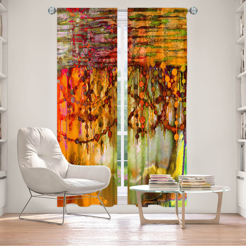 Room Darkening Curtain Pair, 20" W x 61" L, Orange/Red/Yellow
