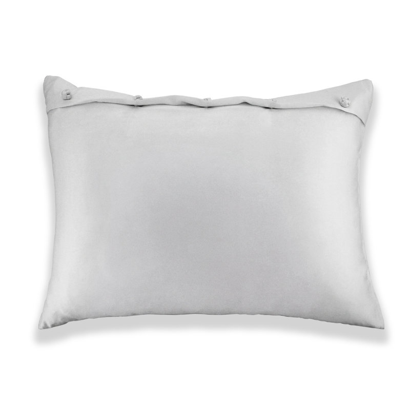 Silk Charmeuse French Knot Sham, Rectangle 20"H x 26"W, Silver