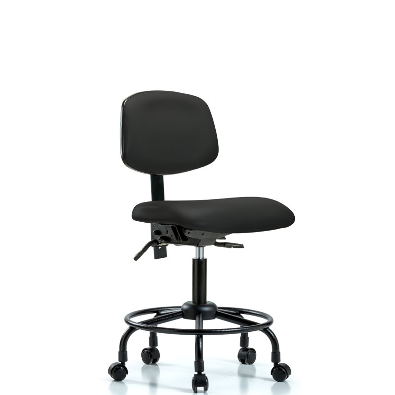 Kacey Vinyl Drafting Chair, Black, Casters, Not Included