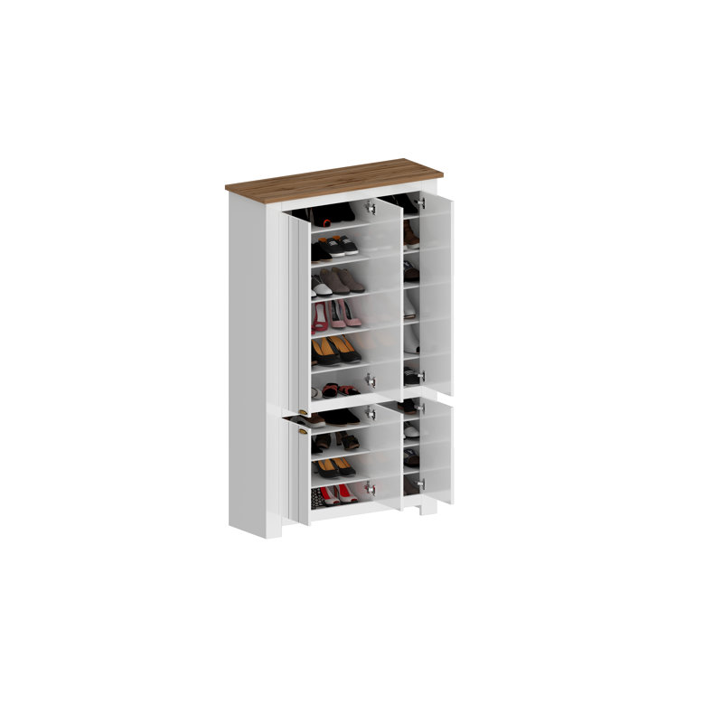 60 Pair Shoe Storage Cabinet, White/Grey