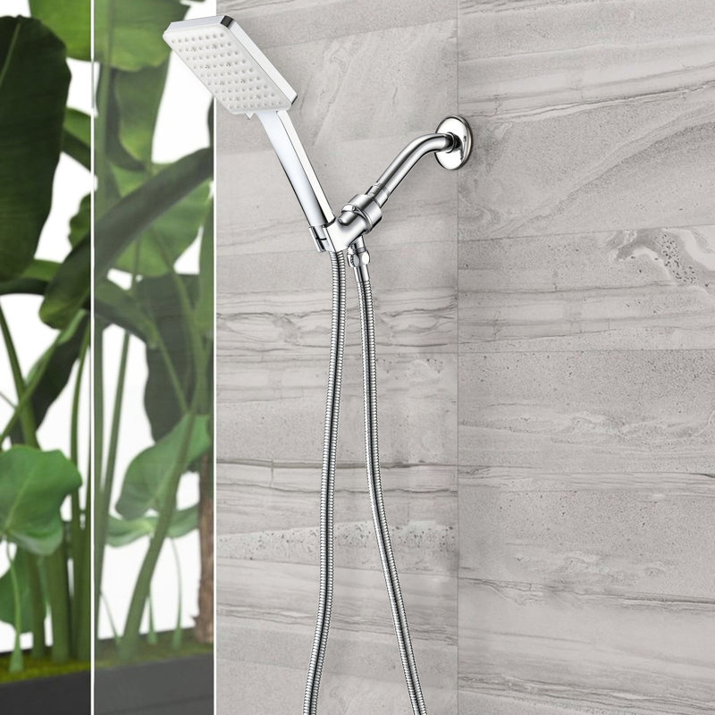 Pomme de douche à main haute - 6 motifs de jet, montage carré léger avec options pour minimiser la résistance à l'écoulement, installation