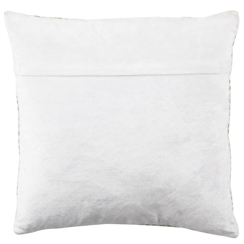 Safavieh 18" Square Grey & Gold Embroidered Velvet Pillow