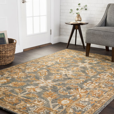 Tapis oriental en laine brun crocheté à la main Asan