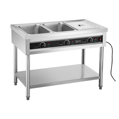 Commercial 3-Pan Electric Food Warmer Steam Table with Independent Temperature Control & Stainless Steel Construction