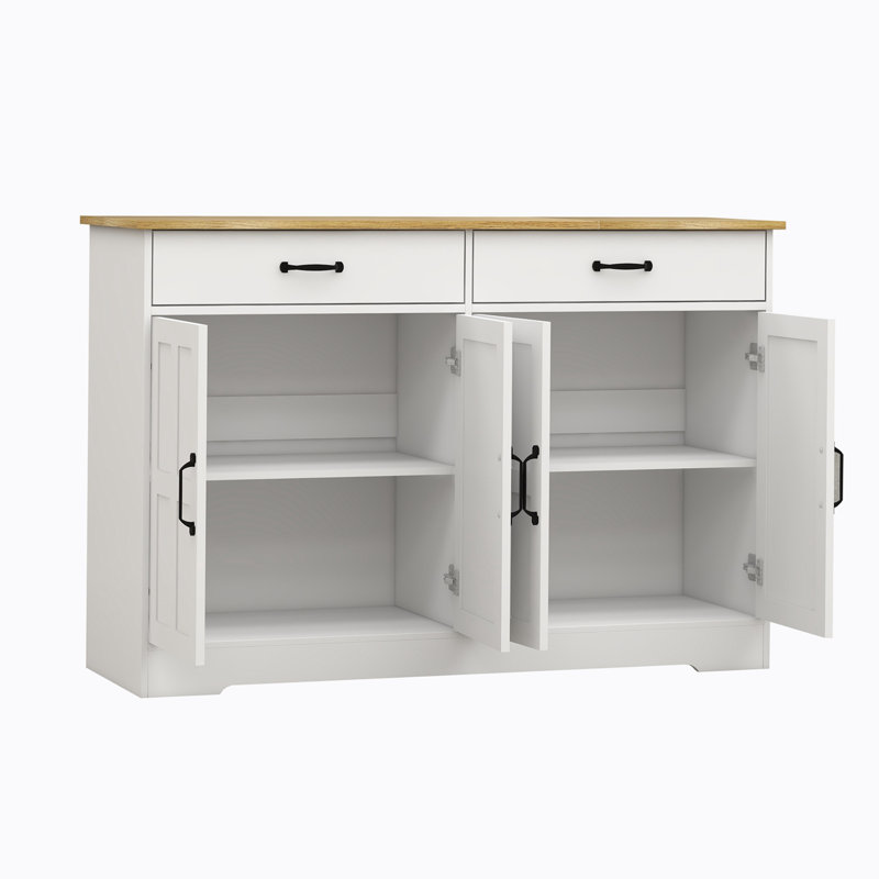 Armoire d'appoint Corene avec 2 tiroirs et 4 portes pour la salle à manger salon armoire de cuisine