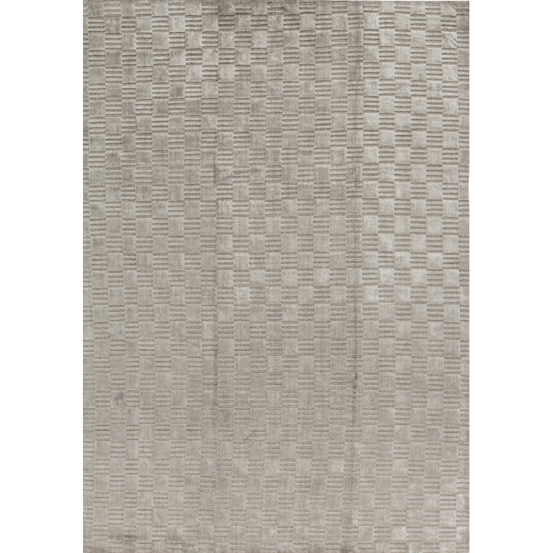 Wool Geometric Area Rug in Gray