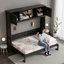 Lit escamotable double pleine grandeur avec armoires de rangement, lit escamotable mural avec tablettes