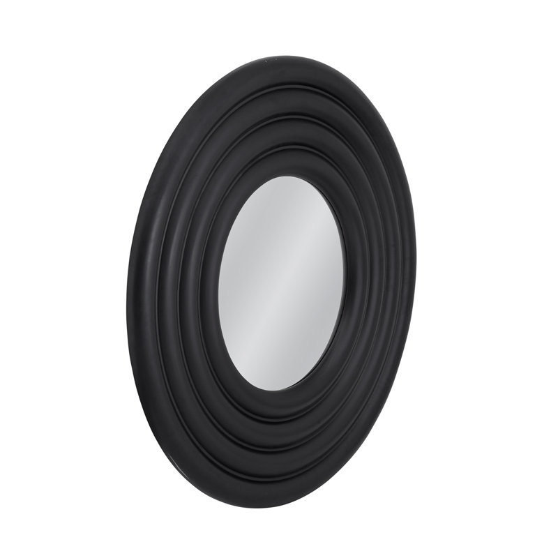 Miroir mural rond Centauri avec cadre noir mat - décor moderne audacieux