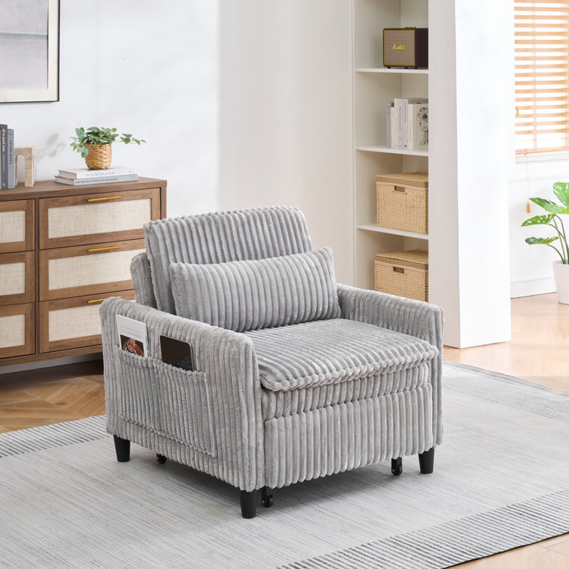 Canapé moderne avec petit fauteuil et canapé-lit, Gris